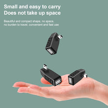 Load image into Gallery viewer, 90 Degree Mini USB Male to USB 2.0 AF Adapter, 90 Degree Up Angled, 90 Degree Down Angled