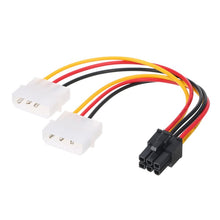 Load image into Gallery viewer, 6 Pin Male to 2 x 4 Pin Female Power Cable, Length: 17.5cm, 6 Pin Male to Dual 4 Pin Female