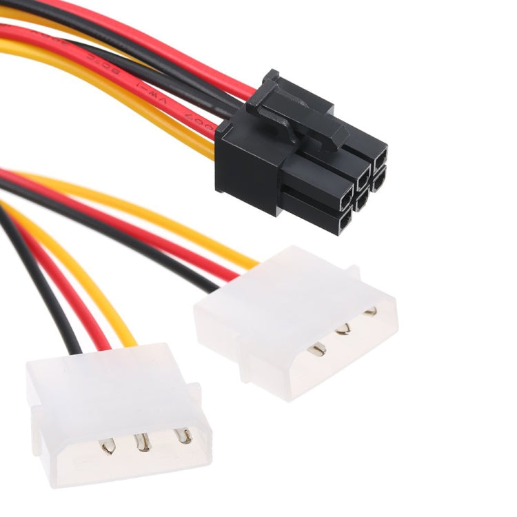 6 Pin Male to 2 x 4 Pin Female Power Cable, Length: 17.5cm, 6 Pin Male to Dual 4 Pin Female