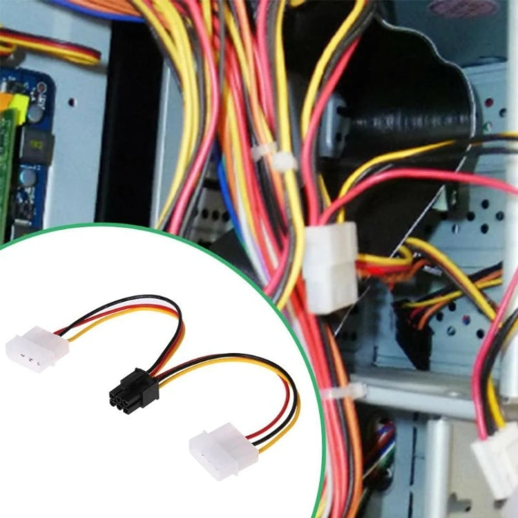 6 Pin Male to 2 x 4 Pin Female Power Cable, Length: 17.5cm, 6 Pin Male to Dual 4 Pin Female