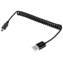 Load image into Gallery viewer, Mini 5-pin USB to USB 2.0 AM Coiled Cable / Spring Cable, Length: 25cm (can be extended up to 80cm), Mini USB to USB AM, Length: 80cm