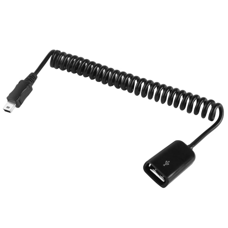 Mini 5-pin USB to USB 2.0 AF Coiled Cable / Spring Cable with OTG Function, Length: 22cm (can be extended up to 85cm), Mini USB to USB AF, Length: 85cm