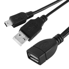 Load image into Gallery viewer, Mini USB Male + USB 2.0 AM to AF Cable with OTG Function, Length: 30cm / 35cm, Mini USB + USB AM, 30cm