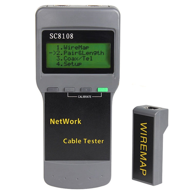 Portable Wireless Network cable Tester SC8108 LCD Digital PC Data Network CAT5 RJ45 LAN Phone Cable Tester Meter, RJ45 Black