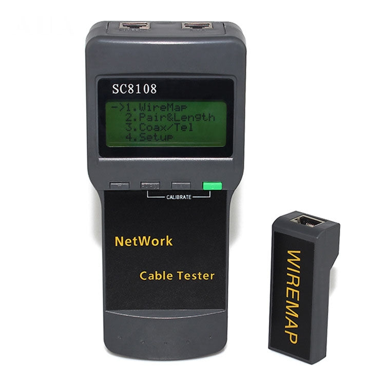 Portable Wireless Network cable Tester SC8108 LCD Digital PC Data Network CAT5 RJ45 LAN Phone Cable Tester Meter, RJ45 Black