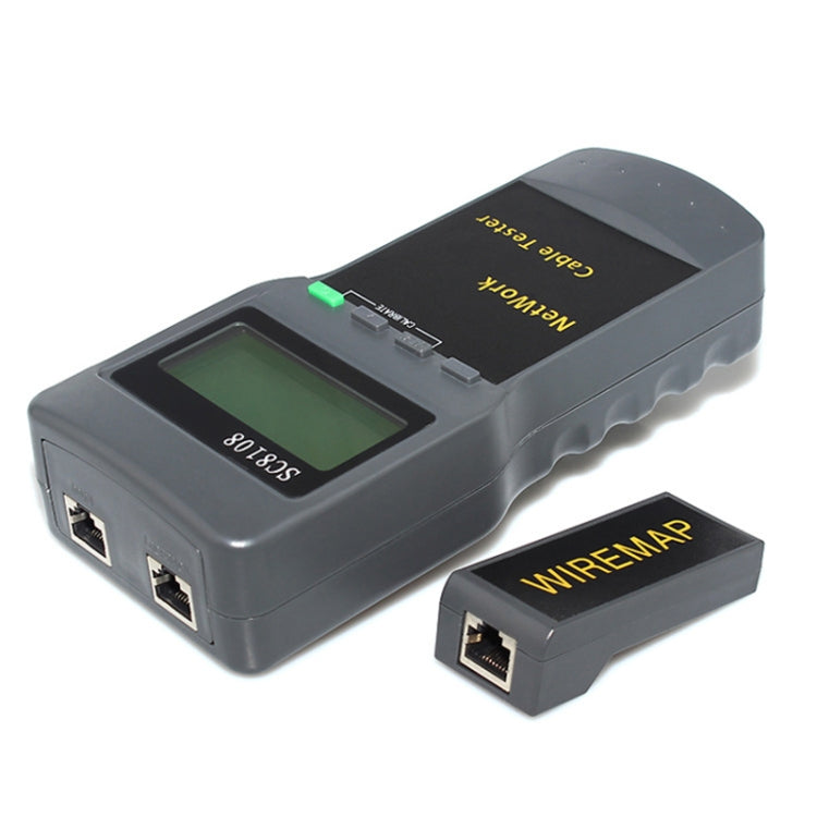 Portable Wireless Network cable Tester SC8108 LCD Digital PC Data Network CAT5 RJ45 LAN Phone Cable Tester Meter, RJ45 Black