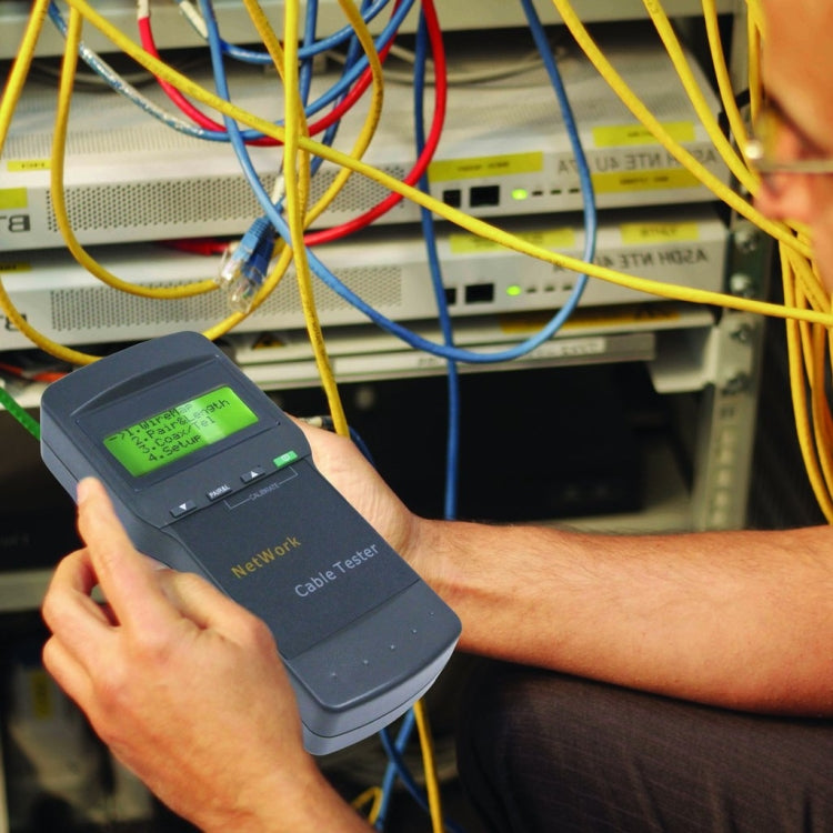Portable Wireless Network cable Tester SC8108 LCD Digital PC Data Network CAT5 RJ45 LAN Phone Cable Tester Meter, RJ45 Black