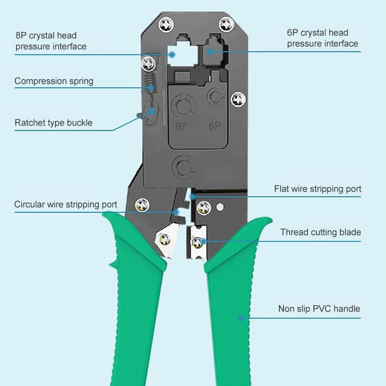 8P8C Handle Networking Crimper Pliers Tool, 8P8C/6P6C/4P4C/RJ11/RJ45/RJ12 Crimping Tool