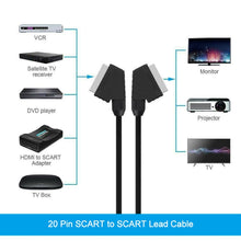 Load image into Gallery viewer, 20 Pin SCART to SCART Lead Cable for DVD/HDTV/AV/TV, Cable Length: 1.5m, 1.5m