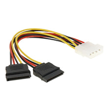 Load image into Gallery viewer, 2 x 15 Pin to 4 Pin Serial SATA Power Adapter Cable, Length: 18cm, Material: Aluminium + Magnesium, Material: Copper