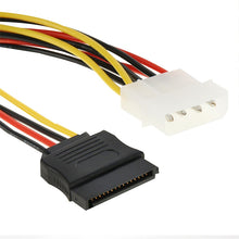 Load image into Gallery viewer, 2 x 15 Pin to 4 Pin Serial SATA Power Adapter Cable, Length: 18cm, Material: Aluminium + Magnesium, Material: Copper