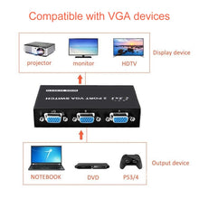 Load image into Gallery viewer, 2 Port VGA Switch Box, 2 In 1 Out For LCD PC TV Monitor - HD15 (FJ-15-2C)