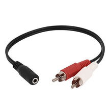 Load image into Gallery viewer, 3.5mm female stereo jack to 2 male RCA plugs cable, Length: 38cm, 3.5mm to 2 RCA Male