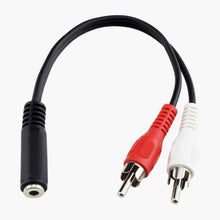 Load image into Gallery viewer, 3.5mm female stereo jack to 2 male RCA plugs cable, Length: 38cm, 3.5mm to 2 RCA Male