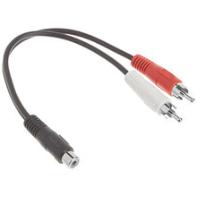 Load image into Gallery viewer, 3.5mm female stereo jack to 2 male RCA plugs cable, Length: 38cm, 3.5mm to 2 RCA Male