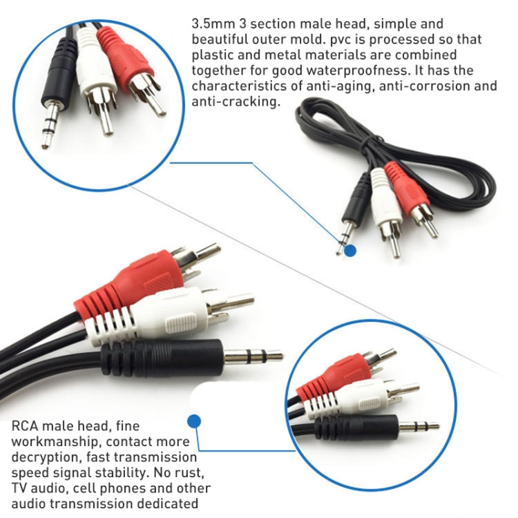 Normal Quality Jack 3.5mm Stereo to RCA Male Audio Cable, Length: 3m, Length: 3m