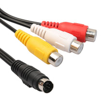 Load image into Gallery viewer, 4-pin S-Video TV to RCA Converter AV female Cable Adapter, Length: 20cm, S-Video to AV 3RCA Female