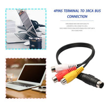 Load image into Gallery viewer, 4-pin S-Video TV to RCA Converter AV female Cable Adapter, Length: 20cm, S-Video to AV 3RCA Female