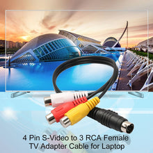 Load image into Gallery viewer, 4-pin S-Video TV to RCA Converter AV female Cable Adapter, Length: 20cm, S-Video to AV 3RCA Female
