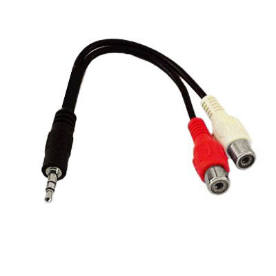 2 RCA Female to 3.5 MM Male Jack Audio Y Cable, Length: 20cm, 3.5mm to 2 RCA Female