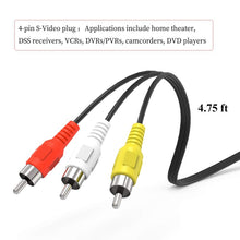 Load image into Gallery viewer, 4 Pin S-Video to 3 RCA AV TV Male Cable Converter Adapter, Length: 1.5M, S-Video to AV 3RCA Male