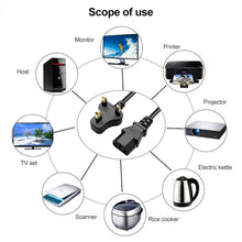 Load image into Gallery viewer, Small UK Power Cord, Cable Length: 1.5m, Small UK Plug, Length: 1.5m