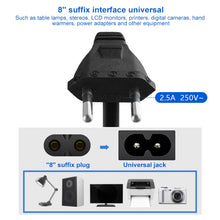 Load image into Gallery viewer, 2 Prong Style EU Notebook Power Cord, Cable Length: 1.5m, 1.5m
