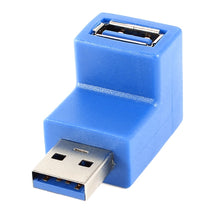 Load image into Gallery viewer, USB 3.0 AM to USB 3.0 AF Cable Adapter (Blue), AM to AF, UP Angle AM to AF