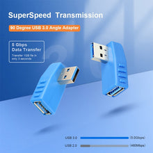 Load image into Gallery viewer, USB 3.0 AM to USB 3.0 AF Cable Adapter, Left Angle AM to AF(Blue), Left Angle AM to AF(Blcak)