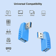 Load image into Gallery viewer, USB 3.0 AM to USB 3.0 AF Cable Adapter, Left Angle AM to AF(Blue), Left Angle AM to AF(Blcak)