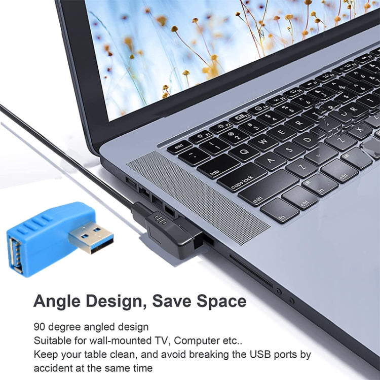 USB 3.0 AM to USB 3.0 AF Cable Adapter, Left Angle AM to AF(Blue), Left Angle AM to AF(Blcak)