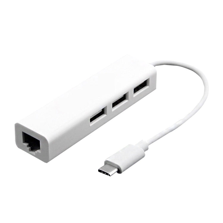 Type-C to 3 x USB and RJ45 Multi-function Adapter, Length: 13cm, 3 Port USB+RJ45