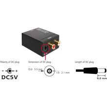 Load image into Gallery viewer, Digital Optical Coaxial Toslink to Analog RCA Audio Converter(Black), Spdif+Coaial to 2RCA