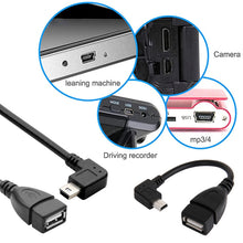 Load image into Gallery viewer, 90 Degree Mini USB Male to USB 2.0 AF Adapter Cable with OTG Function, Length: 13cm, Right Augle Mini USB, 13cm