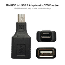 Load image into Gallery viewer, Mini USB Male to USB 2.0 Female Adapter with OTG Function, USB Female