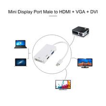 Load image into Gallery viewer, 3 in 1 Mini DisplayPort Male to HDMI + VGA + DVI Female Adapter Converter for Mac Book Pro Air, Cable Length: 18cm, Mini DP to HDMI+VGA+DVI (Good)