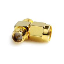 Load image into Gallery viewer, RP-SMA Male to 2 RP-SMA Female Adapter (T Type), Gold Plated, RP-SMA Male to 2 RP-SMA Female