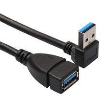 Load image into Gallery viewer, USB 3.0 Down Angle 90 degree  Extension Cable Male to Female Adapter Cord, Length: 15cm, Down Angle AM to AF, length: 15cm