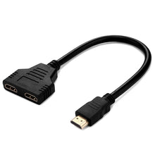 Load image into Gallery viewer, 30cm 1080P HDMI Port Male to 2 Female 1 in 2 out Splitter Cable Adapter Converter, 1 in 2