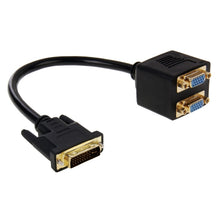 Load image into Gallery viewer, 30cm DVI 24+5 Pin Male to 2 VGA Female Splitter Cable, DVI 24+5 Pin Male