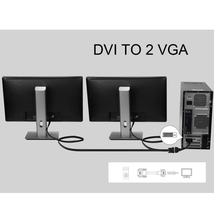 30cm DVI 24+5 Pin Male to 2 VGA Female Splitter Cable, DVI 24+5 Pin Male