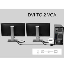 Load image into Gallery viewer, 30cm DVI 24+5 Pin Male to 2 VGA Female Splitter Cable, DVI 24+5 Pin Male