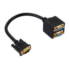Load image into Gallery viewer, 30cm VGA Male to 2 VGA Female Splitter Cable, VGA Male