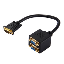 Load image into Gallery viewer, 30cm VGA Male to 2 VGA Female Splitter Cable, VGA Male