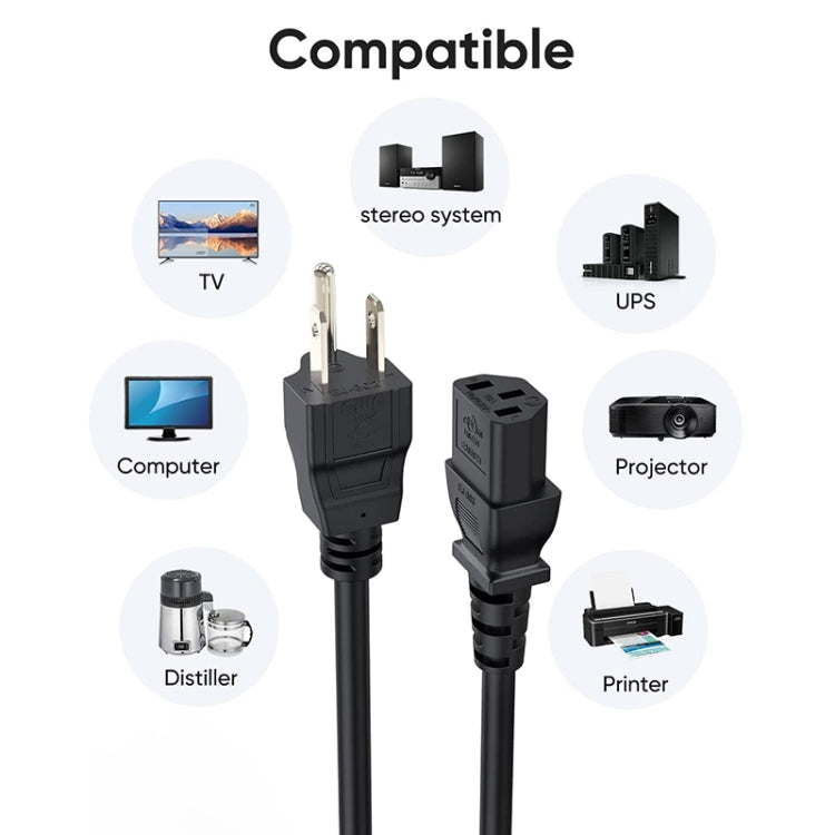 High Quality 3 Prong Style US Notebook AC Power Cord, Length: 1.8m, US Plug, 1.8m