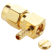 Load image into Gallery viewer, 10 PCS Gold Plated Crimp SMA Male Plug 90 Degree Right Angle RF Connector Adapter for RG174 / RG316 / RG179 Cable, Crimp SMA Male Plug Right Angle