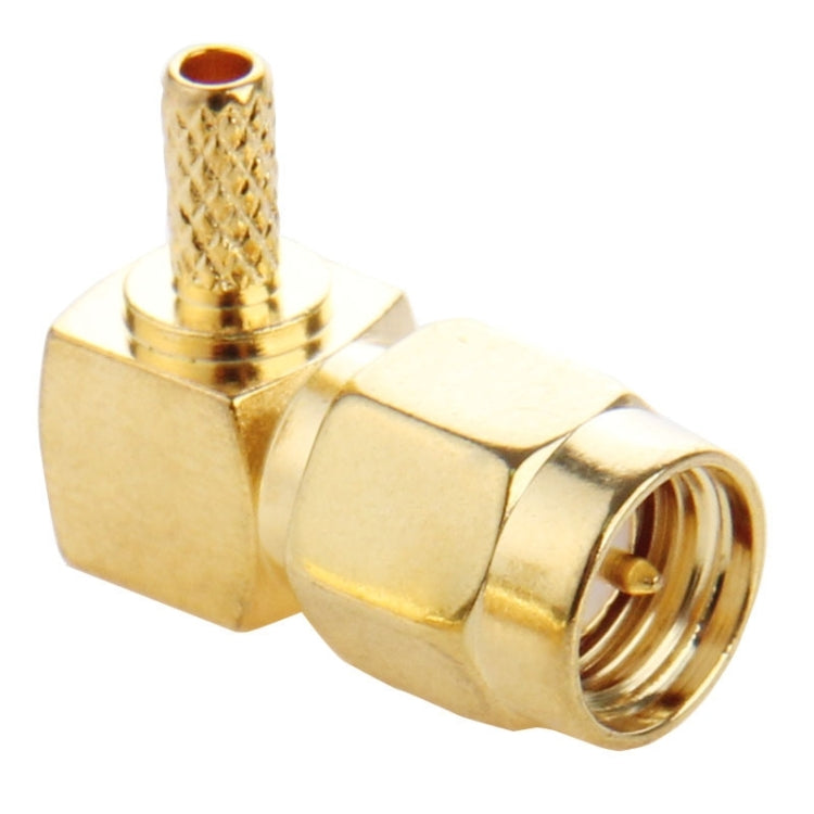 10 PCS Gold Plated Crimp SMA Male Plug 90 Degree Right Angle RF Connector Adapter for RG174 / RG316 / RG179 Cable, Crimp SMA Male Plug Right Angle