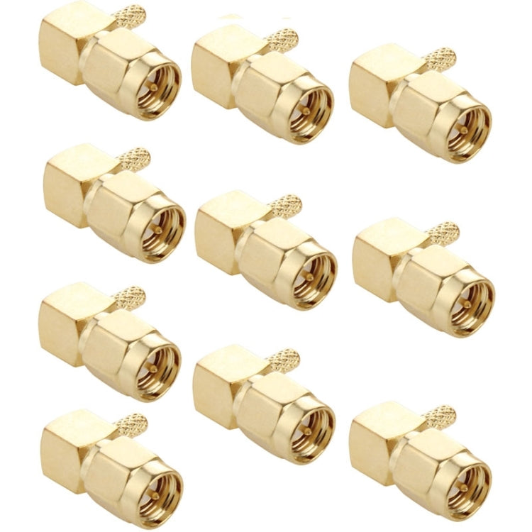 10 PCS Gold Plated Crimp SMA Male Plug 90 Degree Right Angle RF Connector Adapter for RG174 / RG316 / RG179 Cable, Crimp SMA Male Plug Right Angle