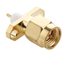Load image into Gallery viewer, 10 PCS Gold Plated SMA Male 2 Holes Panel Mount Short Dielectric Solder Connector Adapter, SMA Male 2 Holes