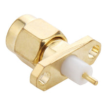 Load image into Gallery viewer, 10 PCS Gold Plated SMA Male 2 Holes Panel Mount Short Dielectric Solder Connector Adapter, SMA Male 2 Holes